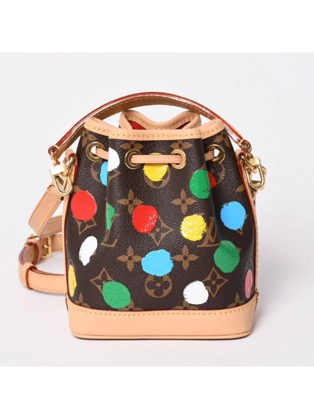 Louis Vuitton Yayoi Kusama Collaboration Shoulder Bag Monogram Nano Noe Brown